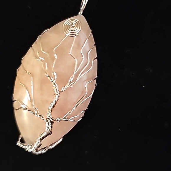 Tree of life, Rose Quartz Silver tone necklace and pendant. NEW! - Picture 2 of 8